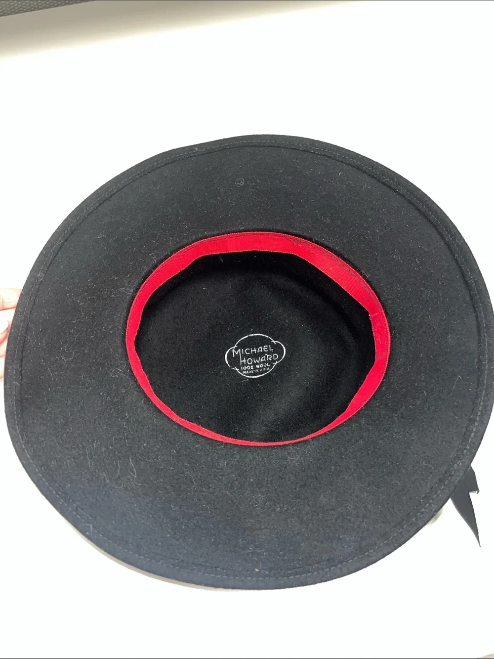Michael Howard’s 100% Wool Black Wide-Brim Hat with Satin Ribbon